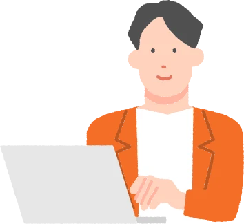 パソコンを入力する男性